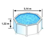 GRE - Kit de piscina redonda elevada de acero blanco - Ø300 x H122 (Incluye filtro de cartucho + escalera) - Imagen 4