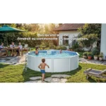GRE - Kit de piscina redonda elevada de acero blanco de Ø300 x 122 cm (incluye filtro de arena y escalera) - Imagen 2