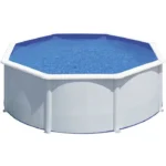 GRE - Kit de piscina redonda elevada de acero blanco de Ø300 x 122 cm (incluye filtro de arena y escalera)
