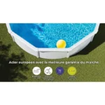 GRE - Kit de piscina redonda elevada de acero blanco de Ø300 x 122 cm (incluye filtro de arena y escalera) - Imagen 4