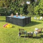 Kit de piscina tubular desmontable Intex - Grafito - 400 x 300 cm - Rectangular (escalera, válvulas, filtro, cubierta) - 26396GN - Imagen 3