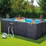 Kit de piscina tubular desmontable Intex - Grafito - 400 x 300 cm - Rectangular (escalera, válvulas, filtro, cubierta) - 26396GN - Imagen 7