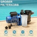Bomba para piscinas Wiltec 2200W – Caudal 26400 l/h – Altura de impulsión 18 m – Bomba de filtración y circulación para filtros de agua – P - Imagen 5