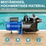 Bomba para piscinas Wiltec 2200W – Caudal 26400 l/h – Altura de impulsión 18 m – Bomba de filtración y circulación para filtros de agua – P - Imagen 6